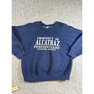 Vintage 60s Mayo Spruce Alcatraz Souvenir Crewneck Cotton Sweatshirt Mens Blue